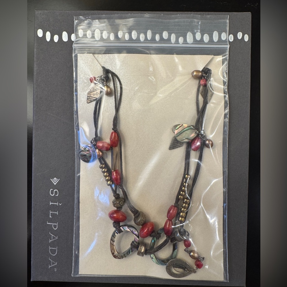 Silpada Coral and Pearl Necklace N2116